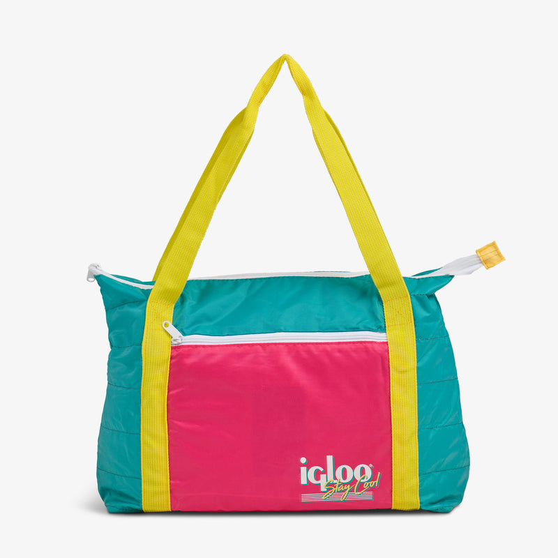 Retro Packable Puffer 20-Can Cooler Bag - Psychedelic Daisy