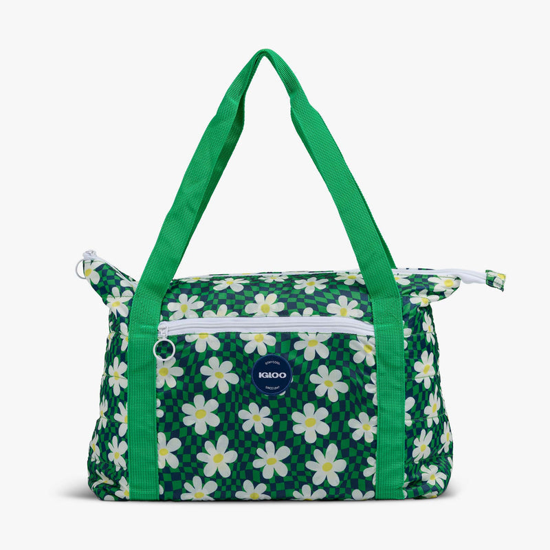 Retro Packable Puffer 20-Can Cooler Bag - Psychedelic Daisy