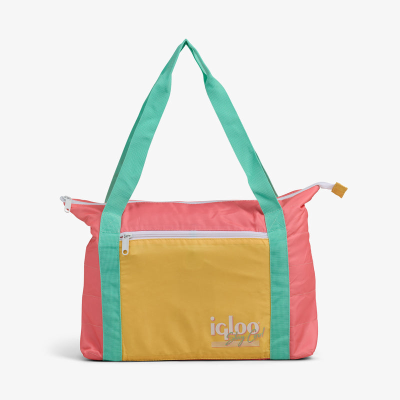Retro Packable Puffer 20-Can Cooler Bag - Psychedelic Daisy