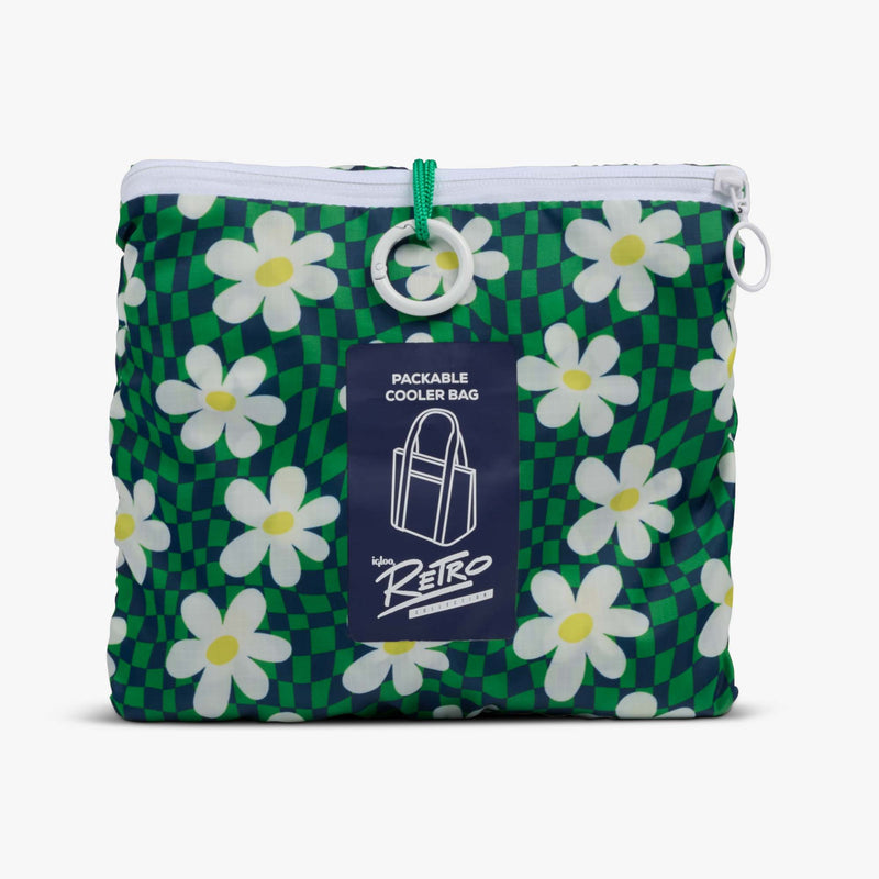Retro Packable Puffer 20-Can Cooler Bag - Psychedelic Daisy