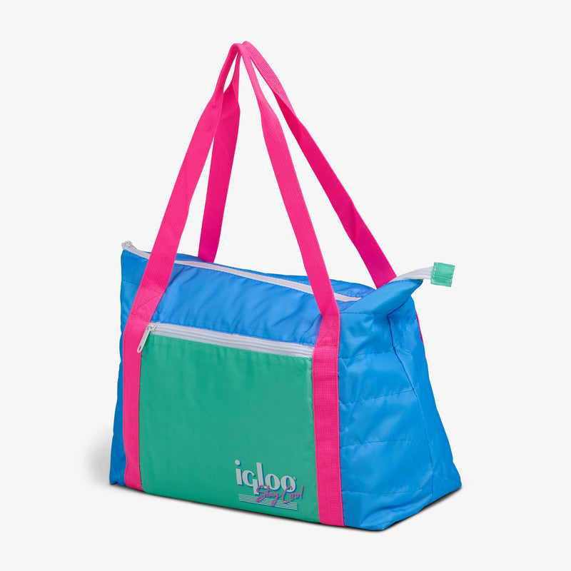 Retro Packable Puffer 20-Can Cooler Bag - Psychedelic Daisy