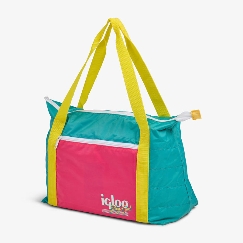 Retro Packable Puffer 20-Can Cooler Bag - Psychedelic Daisy