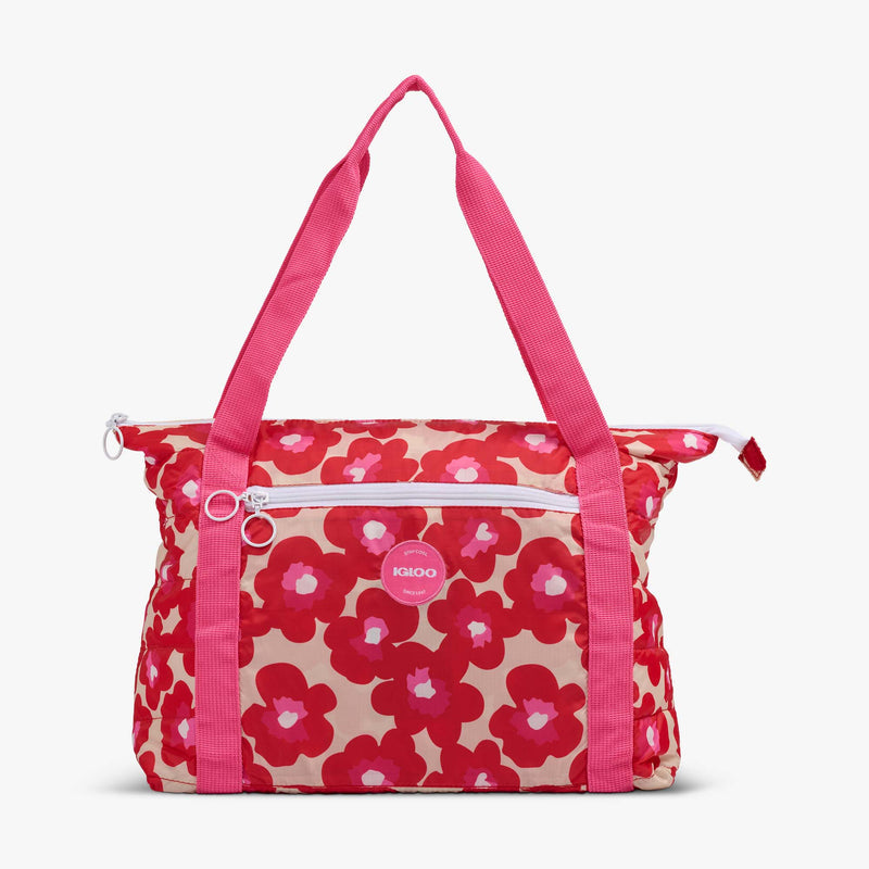 Retro Packable Puffer 20-Can Cooler Bag - Psychedelic Daisy