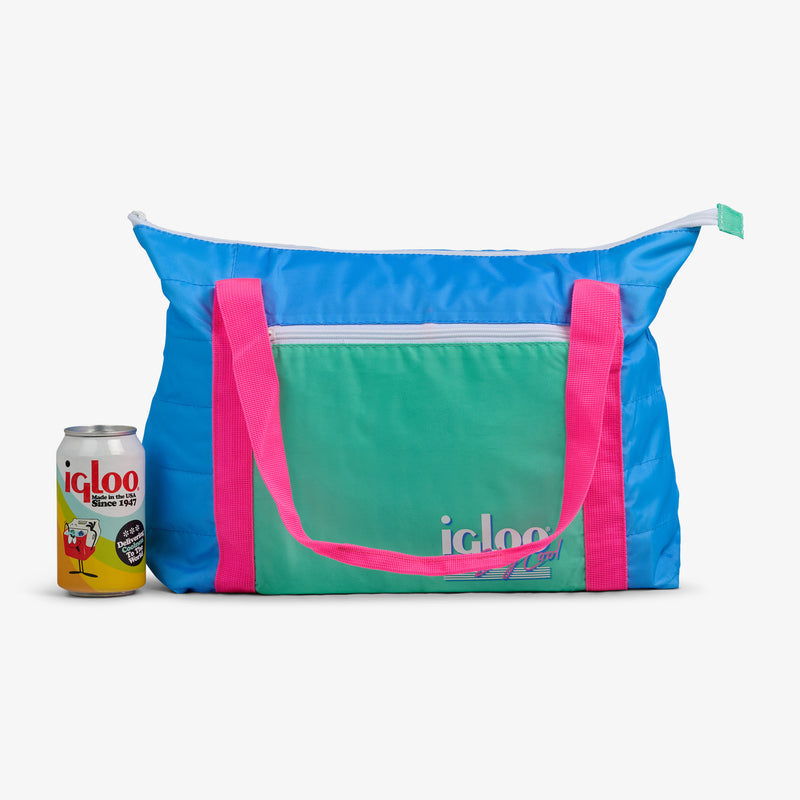 Retro Packable Puffer 20-Can Cooler Bag - Psychedelic Daisy