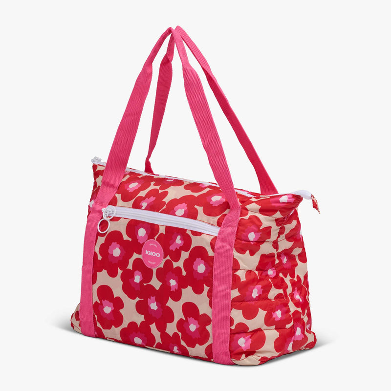 Retro Packable Puffer 20-Can Cooler Bag - Psychedelic Daisy