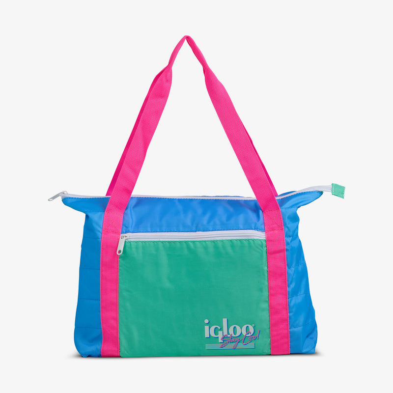 Retro Packable Puffer 20-Can Cooler Bag - Psychedelic Daisy