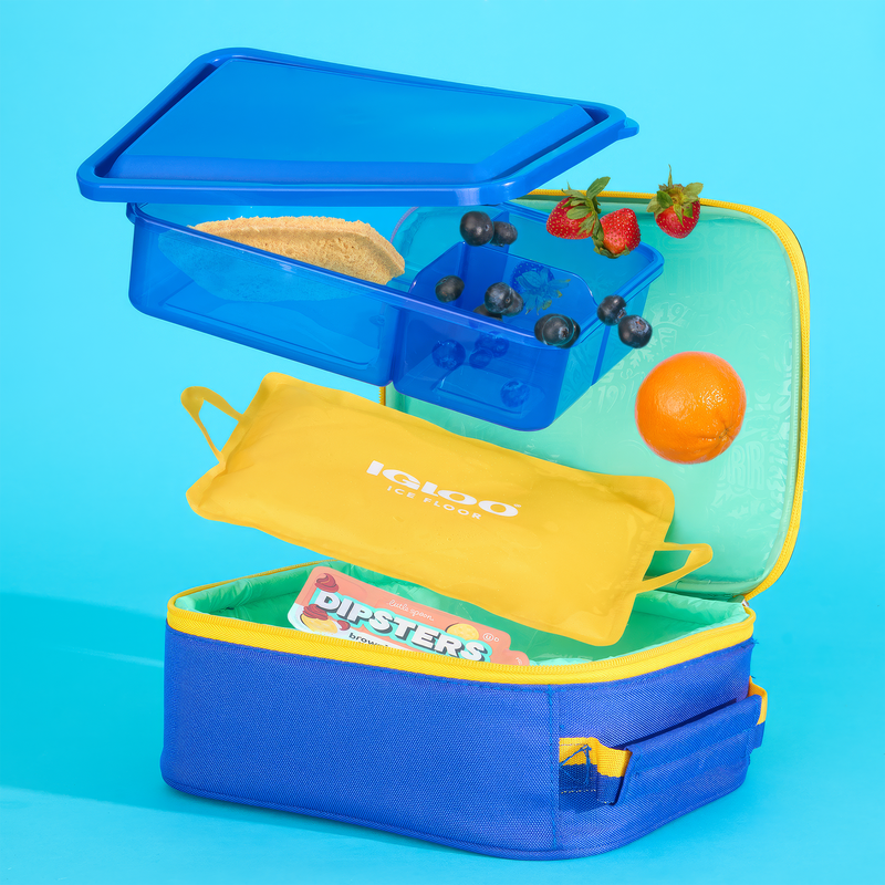 Kids Lunch Slim Cooler Bundle (Bento Box + Ice Floor) - Thrift Pink