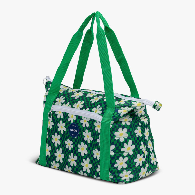 Retro Packable Puffer 20-Can Cooler Bag - Psychedelic Daisy