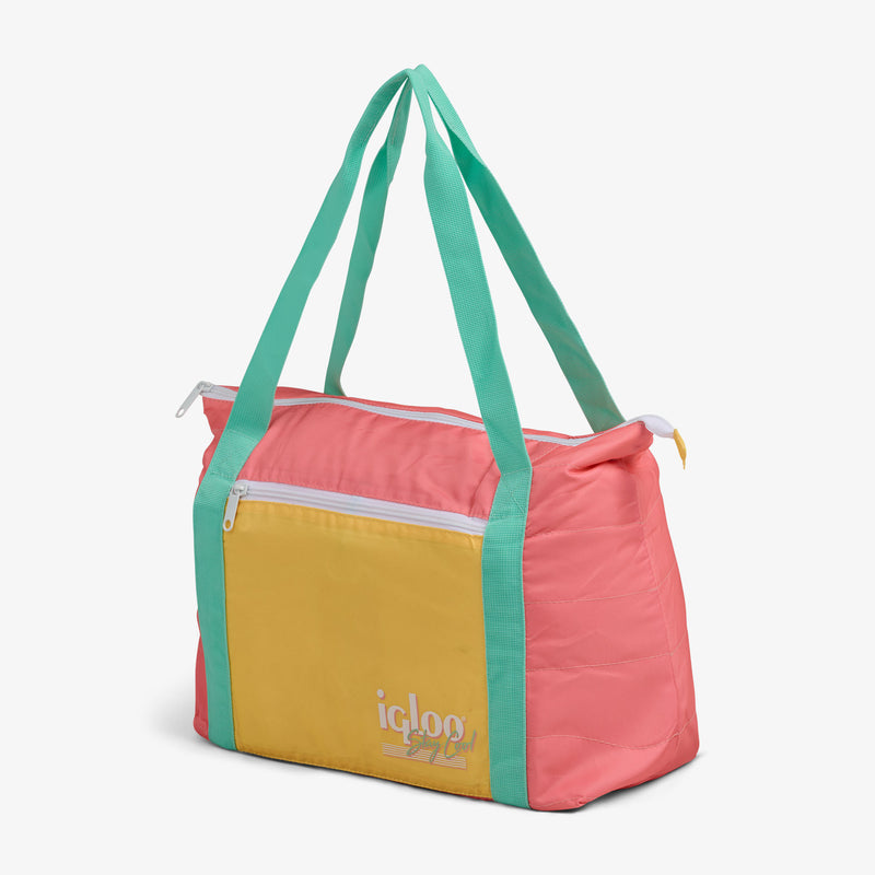 Retro Packable Puffer 20-Can Cooler Bag - Psychedelic Daisy