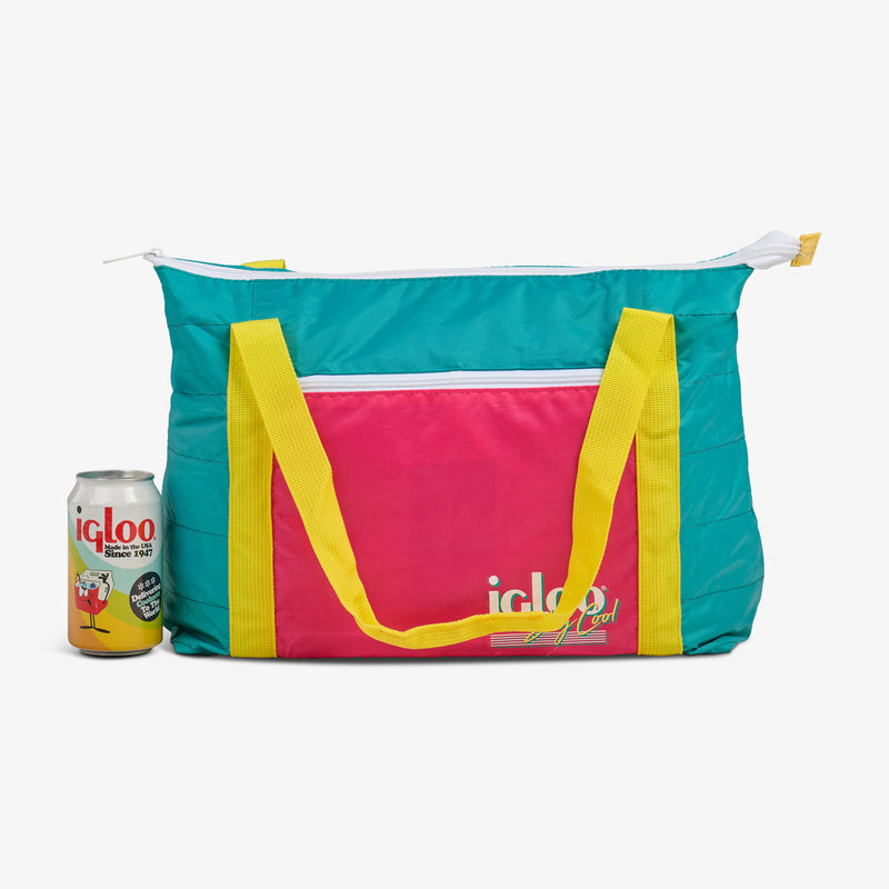 Retro Packable Puffer 20-Can Cooler Bag - Psychedelic Daisy