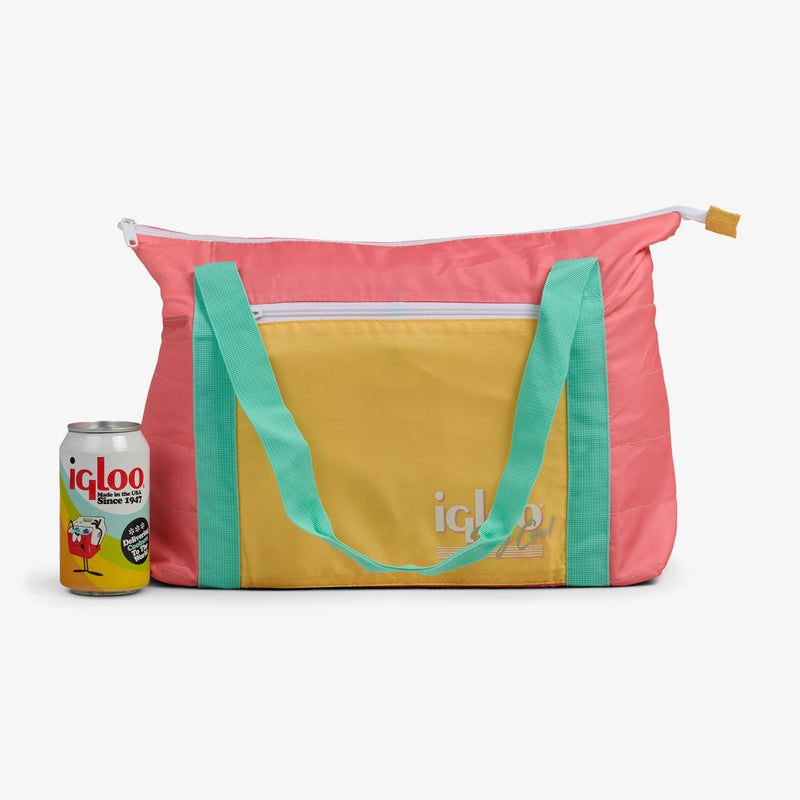 Retro Packable Puffer 20-Can Cooler Bag - Psychedelic Daisy