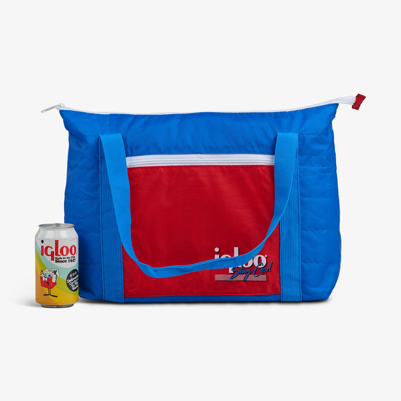 Retro Packable Puffer 20-Can Cooler Bag - Psychedelic Daisy