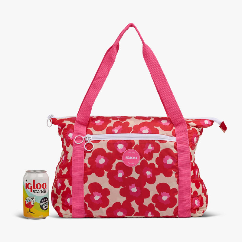 Retro Packable Puffer 20-Can Cooler Bag - Psychedelic Daisy