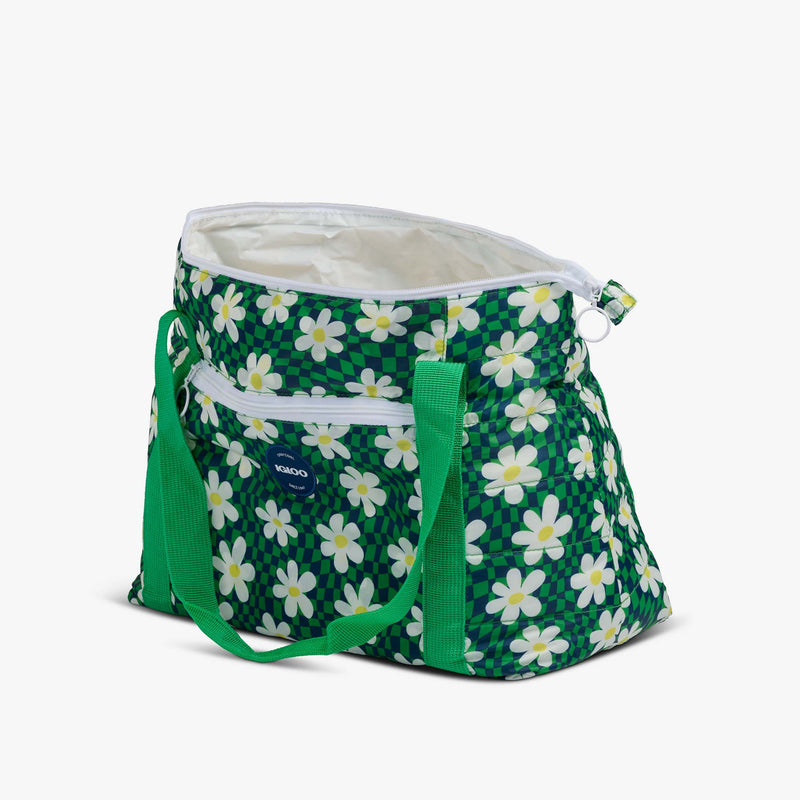 Retro Packable Puffer 20-Can Cooler Bag - Psychedelic Daisy